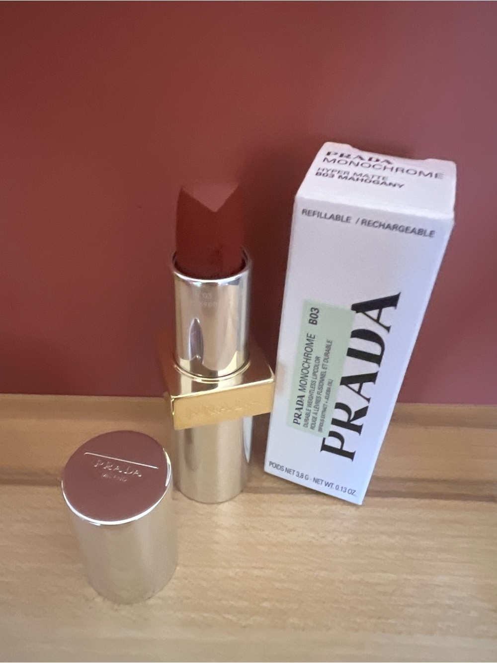Prada Monochrome Lipstick - B03 hyper matte.. mahogany NIB AUTHENTIC